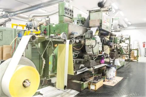 Printing labels on Label Printing machine Stock Photos