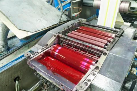 Printing labels on Label Printing machine Stock Photos