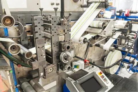 Printing labels on Label Printing machine Stock Photos