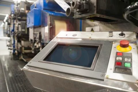 Printing labels on Label Printing machine Stock Photos