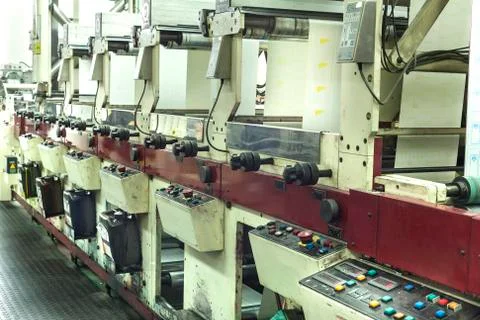 Printing labels on offset machine Stock Photos