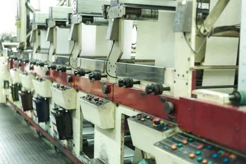 Printing labels on offset machine Stock Photos