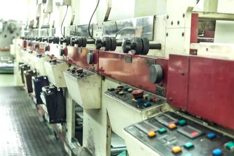 Printing labels on offset machine Stock Photos