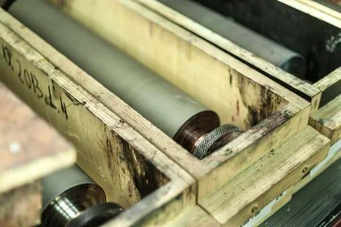 Printing labels on offset machine Stock Photos