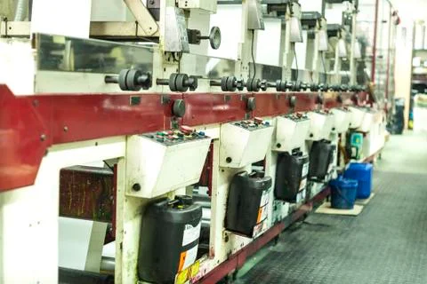 Printing labels on offset machine Stock Photos