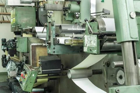 Printing labels on offset machine Stock Photos