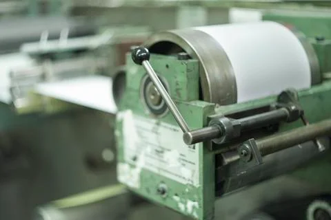 Printing labels on offset machine Stock Photos