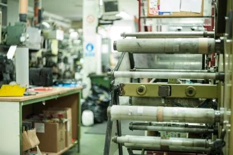 Printing labels on offset machine Stock Photos