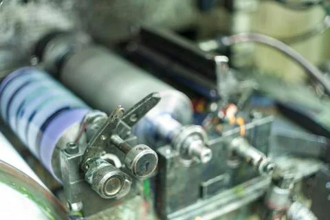Printing labels on offset machine Stock Photos