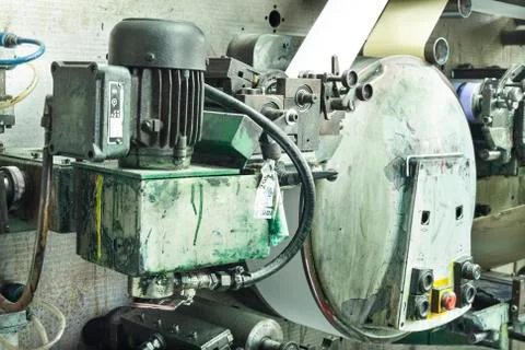 Printing labels on offset machine Stock Photos