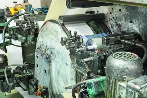Printing labels on offset machine Stock Photos