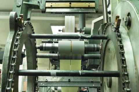 Printing labels on offset machine Stock Photos
