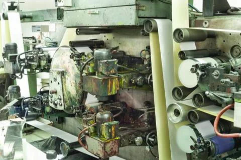 Printing labels on offset machine Stock Photos