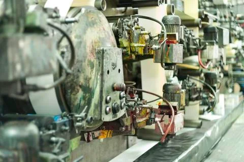 Printing labels on offset machine Stock Photos