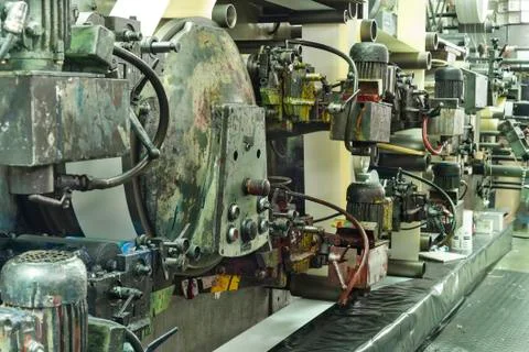 Printing labels on offset machine Stock Photos