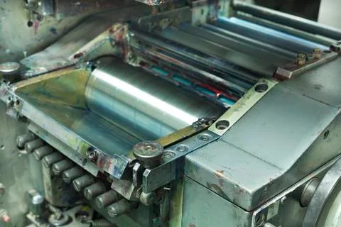 Printing labels on offset machine Stock Photos