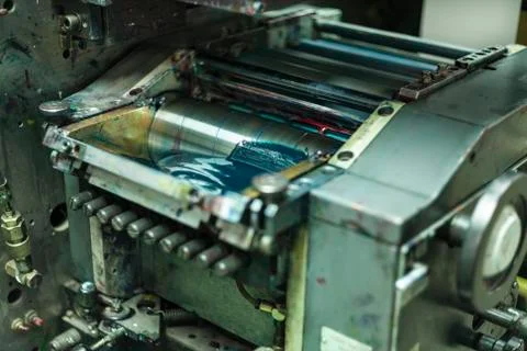 Printing labels on offset machine Stock Photos