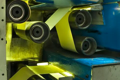 Printing labels on offset machine Stock Photos