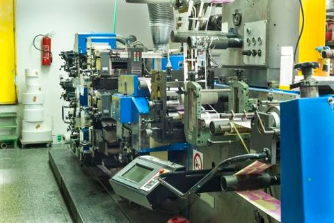 Printing labels on offset machine Stock Photos
