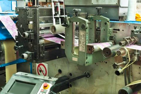 Printing labels on offset machine Stock Photos