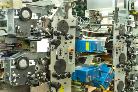 Printing labels on offset machine Stock Photos