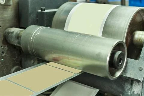Printing labels on offset machine Stock Photos