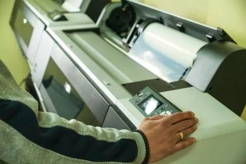 Printing labels on offset machine Stock Photos