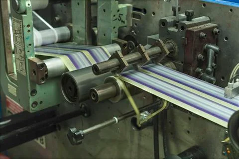 Printing labels on offset machine Stock Photos