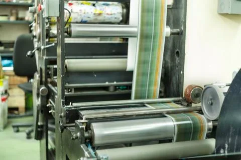 Printing labels on offset machine Stock Photos