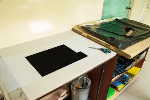 Printing labels on offset machine Stock Photos