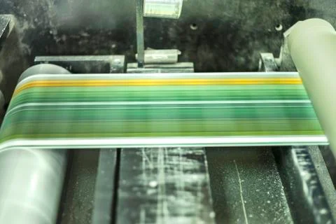 Printing labels on offset machine Stock Photos
