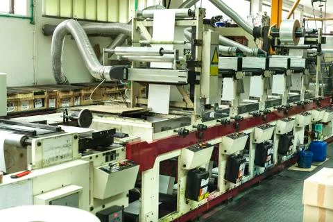 Printing labels on offset machine Stock Photos