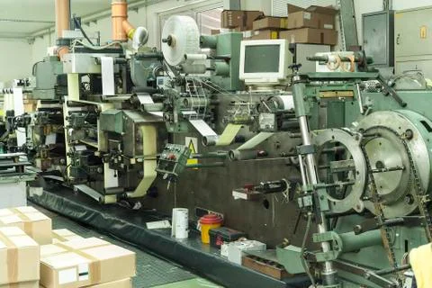 Printing labels on offset machine Stock Photos