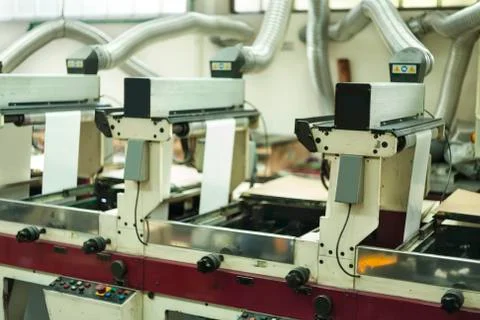 Printing labels on offset machine Stock Photos