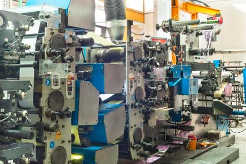 Printing labels on offset machine Stock Photos