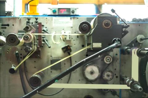 Printing labels on offset machine Stock Photos
