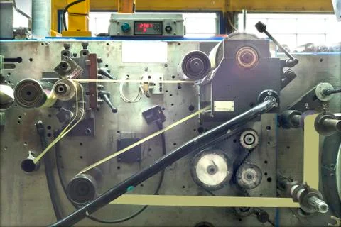 Printing labels on offset machine Stock Photos