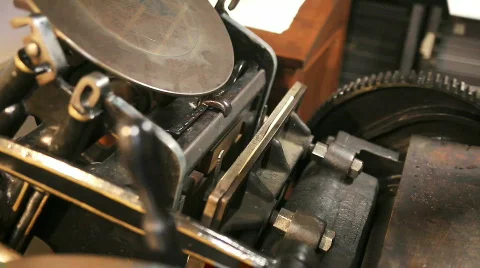 Printing on letterpress close up Stock Footage 603130