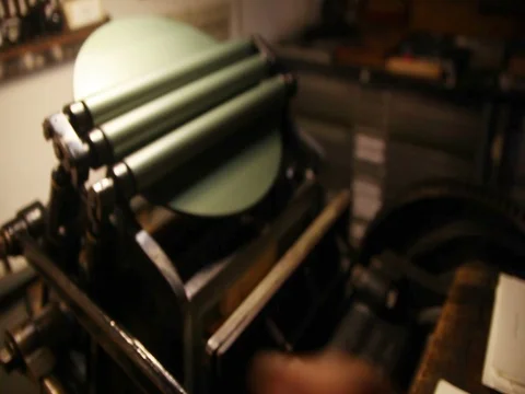 Printing on letterpress point of view Stock Footage 79234580