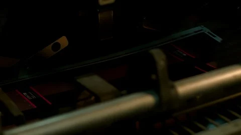 Printing machine, offset printing, packaging production, light industry Stock Footage 85786007