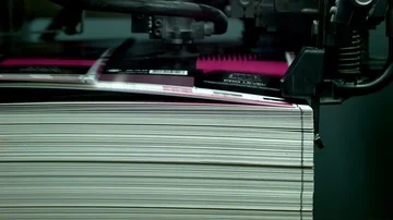 Printing machine, offset printing, packaging production, light industry Stock Footage 85786141