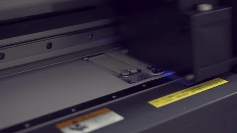 Printing machine printing a pattern on details Video stock 86140577
