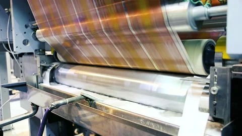 Printing machine in a printing shop, Selective focus Stock Footage 235908284