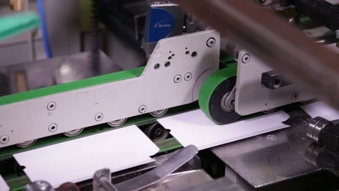 Printing material on production line Stock Footage 81814458
