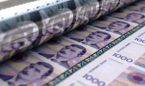 Printing Norwegian Kroner Notes イラスト素材