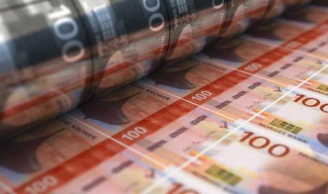 Printing Norwegian Kroner Notes Foto stock
