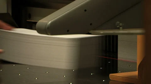 Printing office cutting paper machine Stock Footage 30434979