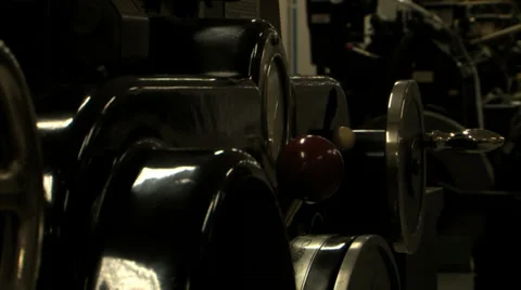 Printing office, old press machine zoom Stock Footage 30435428