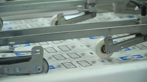 Printing Office Press Machine. Offset Printing Machine in a Factory. Printing Stock Footage 74102796