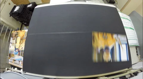 Printing paper photographs in the darkroom (photo shop) Stock Footage